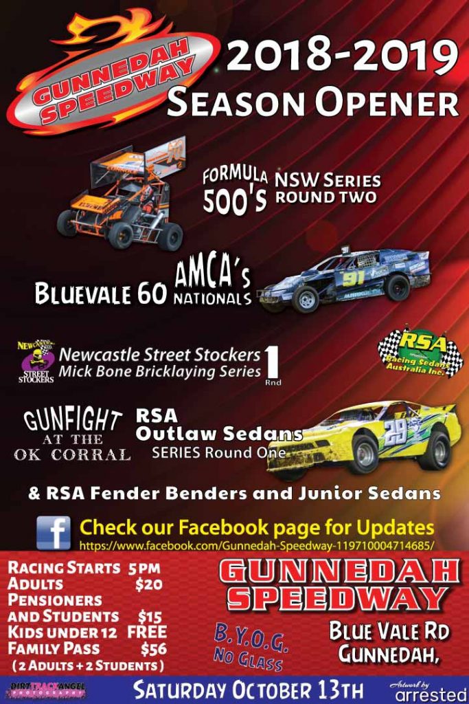 All the details for Gunnedah Speedway opening night season 2018-19