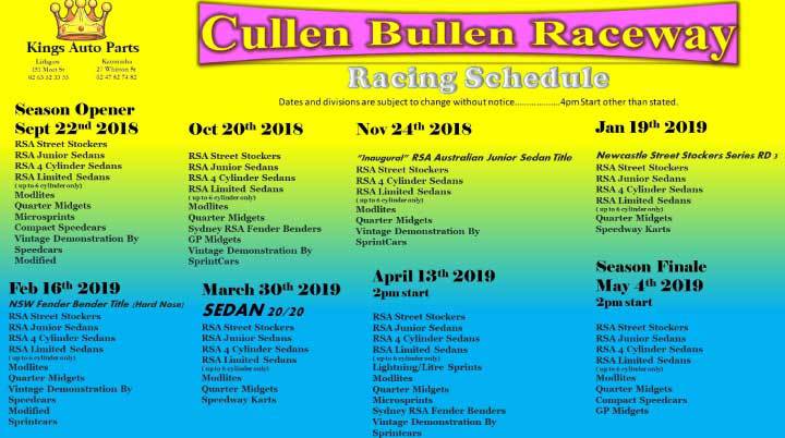 Cullen Bullen Raceway Season 2018-19 Calendar